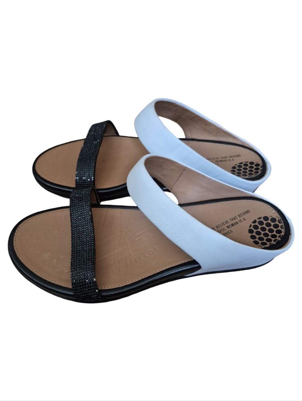 Fitflop Banda Micro Crystal Slide With Embellished Toe Strap Size 38 Euro